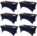 Classic Series 140GSM Rectangle Spandex Tablecloth,6Pcs,6ft, Navy in Navy Blue