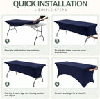 Classic Series 140GSM Rectangle Spandex Tablecloth,6Pcs,6ft, Navy in Navy Blue, alternate view 5