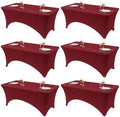 Classic Series 140GSM Rectangle Spandex Tablecloth,6Pcs,6ft, Red in Red