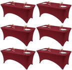 Classic Series 140GSM Rectangle Spandex Tablecloth,6Pcs,6ft, Red in Red