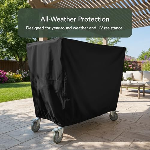 Classic Serving Cart Cover, Vinyl, 50W x 30D x 34H, Black in Black, alternate view 3