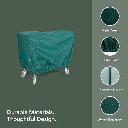 Classic Serving Cart Cover, Vinyl, 50W x 30D x 34H, Green in Green, alternate view 5