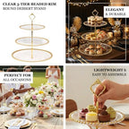 Clear 3-Tier Round Plastic Cupcake Tower Stand with Black Beaded Rim, Dessert Display Tea Party Serving Platter, alternate