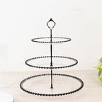 Clear 3-Tier Round Plastic Cupcake Tower Stand with Black Beaded Rim, Dessert Display Tea Party Serving Platter, alternate