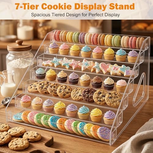 Clear Acrylic 7-Tier Cookie Display Stand, Tiered Dessert Stand for Cupcakes, Cookies & Pastries, Ideal for, alternate view 3