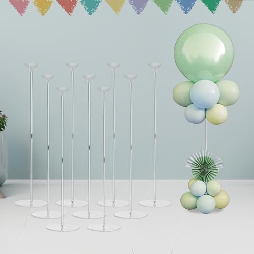Clear Acrylic Balloon Stands for Centerpieces, 25.6 inch 10 Pack Balloon Centerpiece Stand for Tables, Balloon