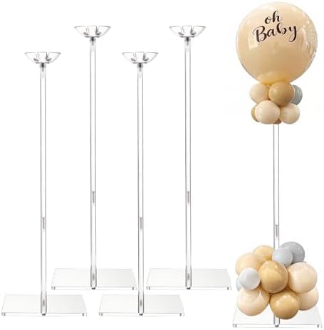 Clear Acrylic Balloon Stands for Table, Adjustable 15.75 Inch 23.6 Inch 31.5 Inch Reusable Balloon Stick Base