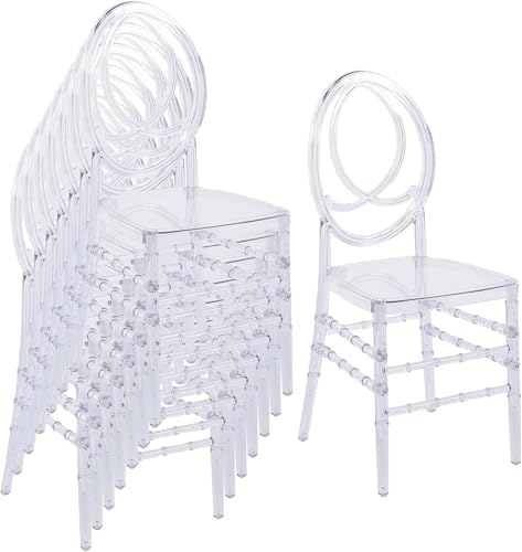 Clear Acrylic Chiavari Chairs, Modern Dining Chairs Set of 16, Accent Event Ghost Chairs for Wedding Party Event