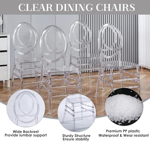 Clear Acrylic Chiavari Chairs, Modern Dining Chairs Set of 16, Accent Event Ghost Chairs for Wedding Party Event, alternate