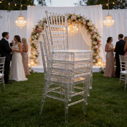 Clear Acrylic Chiavari Chairs, Modern Dining Chairs Set of 20, Accent Event Ghost Chairs for Wedding Party Event, alternate