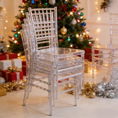 Clear Acrylic Chiavari Chairs, Modern Dining Chairs Set of 20, Accent Event Ghost Chairs for Wedding Party Event, alternate