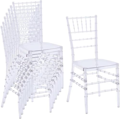 Clear Acrylic Chiavari Chairs, Modern Dining Chairs Set of 24, Accent Event Ghost Chairs for Wedding Party Event