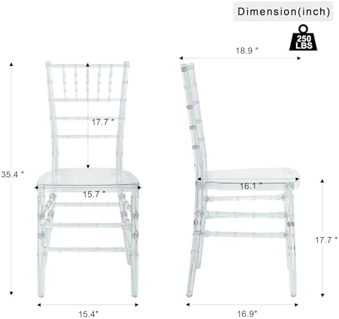 Clear Acrylic Chiavari Chairs, Modern Dining Chairs Set of 24, Accent Event Ghost Chairs for Wedding Party Event, alternate