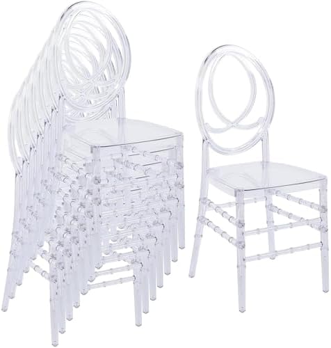 Clear Acrylic Chiavari Chairs, Modern Dining Chairs Set of 48, Accent Event Ghost Chairs for Wedding Party Event