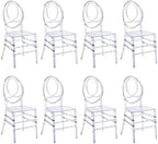 Clear Acrylic Chiavari Chairs, Modern Dining Chairs Set of 8, Accent Event Ghost Chairs for Wedding Party Event