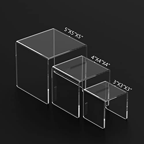 Clear Acrylic Display Risers 2 Sets in 3"x4"x5" in Transparent, alternate view 3
