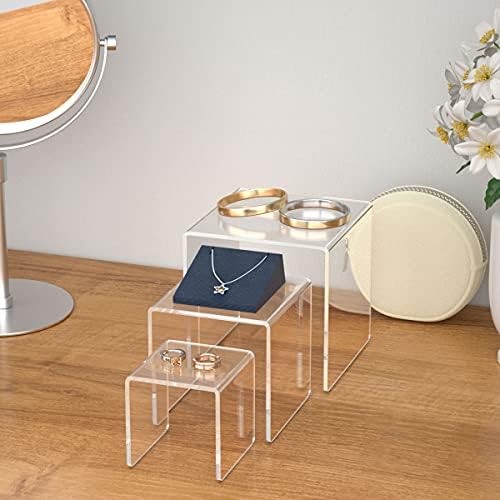 Clear Acrylic Display Risers 2 Sets in 3"x4"x5" in Transparent, alternate view 6
