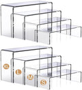 Clear Acrylic Risers Display Stands Multi-Size in L: 6.3"/5.5"/4.7"/4" in Clear