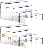 Clear Acrylic Risers Display Stands Multi-Size in L: 6.3"/5.5"/4.7"/4" in Clear