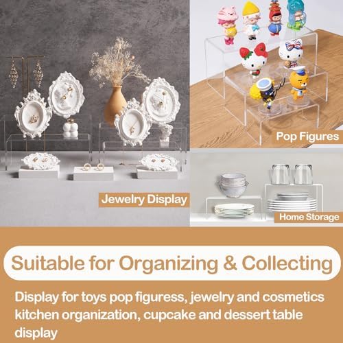 Clear Acrylic Risers Display Stands Multi-Size in L: 6.3"/5.5"/4.7"/4" in Clear, alternate view 5