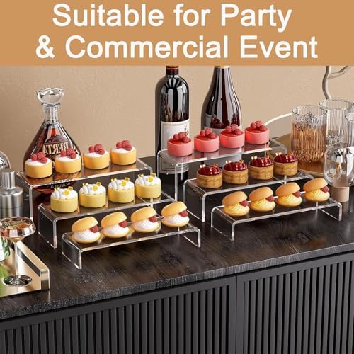 Clear Acrylic Risers Display Stands Multi-Size in L: 6.3"/5.5"/4.7"/4" in Clear, alternate view 6