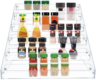 Clear Acrylic Spice Rack for Countertops- 6 Tier in Clear