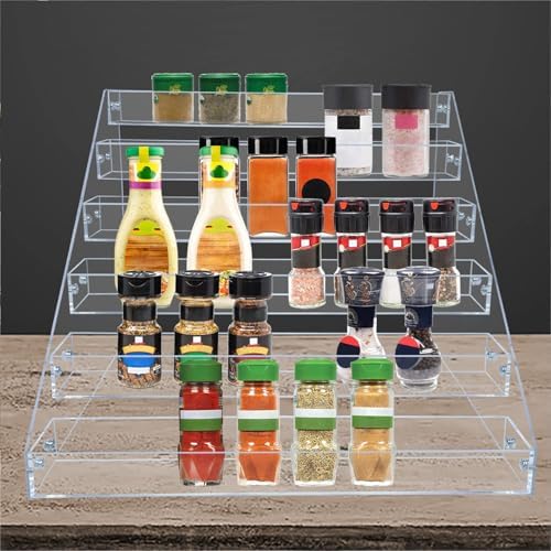 Clear Acrylic Spice Rack for Countertops- 6 Tier in Clear, alternate view 2