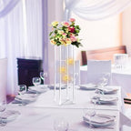 Clear Acrylic Vases Flower Stand Wedding Centerpieces with Hanging Glass Tealight Globe Candle Holders for Event, alternate