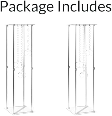 Clear Acrylic Vases Flower Stand Wedding Centerpieces with Hanging Glass Tealight Globe Candle Holders for Event, alternate