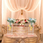 Clear Acrylic Vases Flower Stand Wedding Centerpieces with Hanging Glass Tealight Globe Candle Holders for Event, alternate