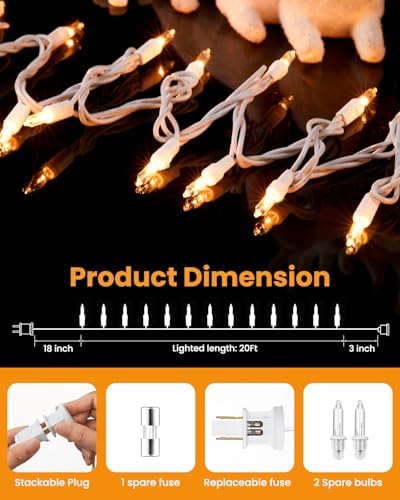 Clear Christmas Lights Set 100 Count 20 Feet Incandescent Bulb in Warm White, alternate view 2