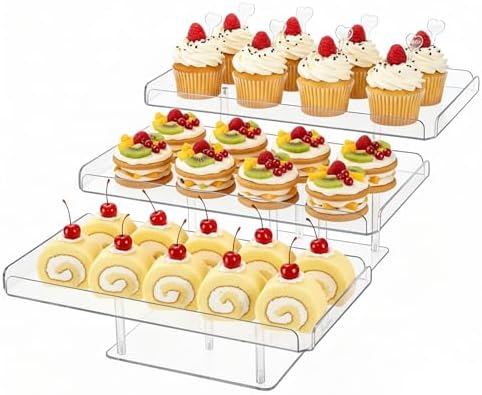 Clear Cupcake Stand, 3 Tiered Acrylic Dessert Table Display Set in Clear