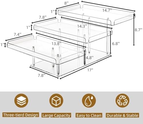 Clear Cupcake Stand, 3 Tiered Acrylic Dessert Table Display Set in Clear, alternate view 3