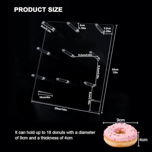 Clear Donut Stands, Acrylic Donut Wall Display Stand, 2 Pack Donut Board for Dessert Table, Bagel Doughnuts, alternate view 3