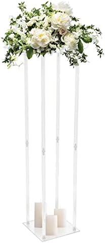 Clear Flower Stand, 40 Inch Tall 10 Inch Dia. Wedding Decoration Table Centerpiece Clear Acrylic Floor Vase
