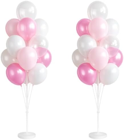 Clear Pink Balloon Column Stand Kit with Base&Pole for Floor&Table Party Decor in 2 Count (Pack of 1) in Jelly