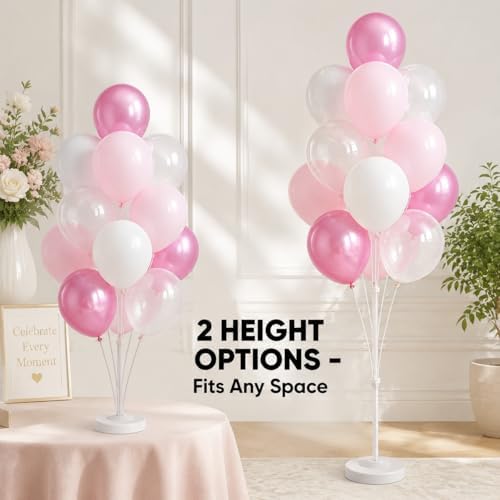 Clear Pink Balloon Column Stand Kit with Base&Pole for Floor&Table Party Decor in 2 Count (Pack of 1) in Jelly, alternate