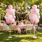 Clear Pink Balloon Column Stand Kit with Base&Pole for Floor&Table Party Decor in 2 Count (Pack of 1) in Jelly, alternate