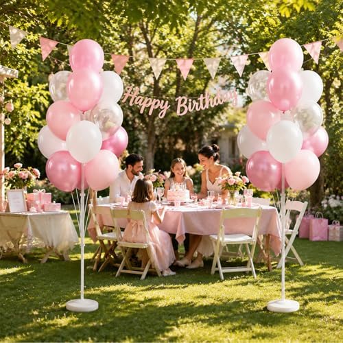 Clear Pink Balloon Column Stand Kit with Base&Pole for Floor&Table Party Decor in 2 Count (Pack of 1) in Jelly, alternate