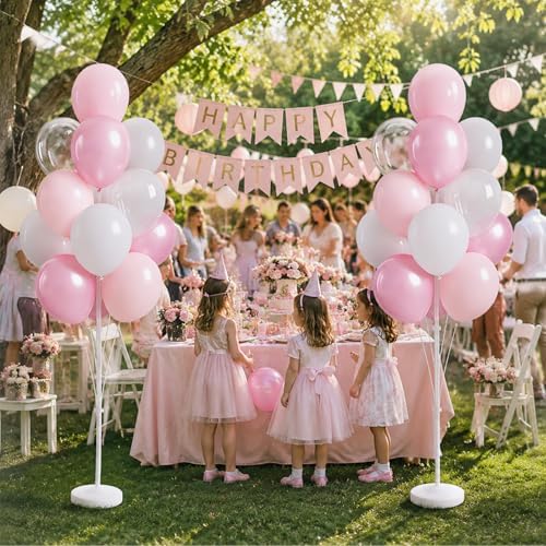 Clear Pink Balloon Column Stand Kit with Base&Pole for Floor&Table Party Decor in 2 Count (Pack of 1) in Jelly, alternate