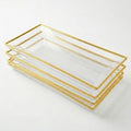 Clear Plastic Serving Tray (4-Pack) Clear Gold Rim Disposable Serving Trays & Platters for Food - Versatile for