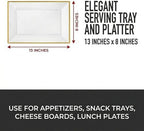 Clear Plastic Serving Tray (4-Pack) Clear Gold Rim Disposable Serving Trays & Platters for Food - Versatile for, alternate