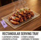 Clear Plastic Serving Tray (4-Pack) Clear Gold Rim Disposable Serving Trays & Platters for Food - Versatile for, alternate