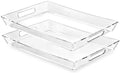 Clear Plastic Serving Tray with Handles, BPA-Free Storage Organizer Tray -2 Pack Large Trays 16"x11.5" Reusable