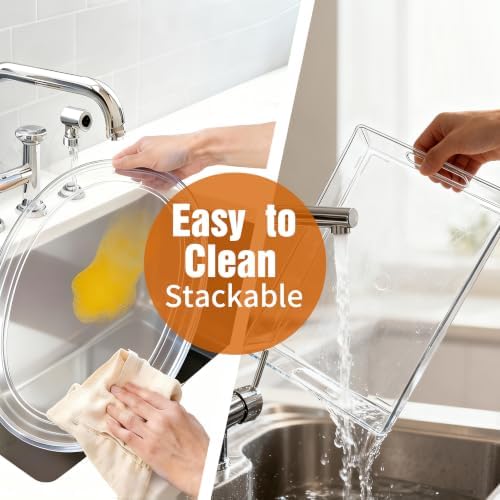 Clear Plastic Serving Tray with Handles, BPA-Free Storage Organizer Tray -2 Pack Large Trays 16"x11.5" Reusable, alternate