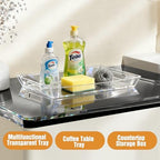 Clear Plastic Serving Tray with Handles, BPA-Free Storage Organizer Tray -2 Pack Large Trays 16"x11.5" Reusable, alternate