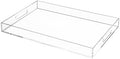 Clear Rectangular 14x20 Inches Acrylic Ottoman Tray Decorative Serving Tray with Cutout Handles Organizer Tray