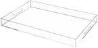Clear Rectangular 14x20 Inches Acrylic Ottoman Tray Decorative Serving Tray with Cutout Handles Organizer Tray