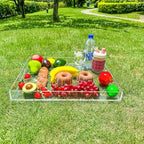Clear Rectangular 14x20 Inches Acrylic Ottoman Tray Decorative Serving Tray with Cutout Handles Organizer Tray, alternate
