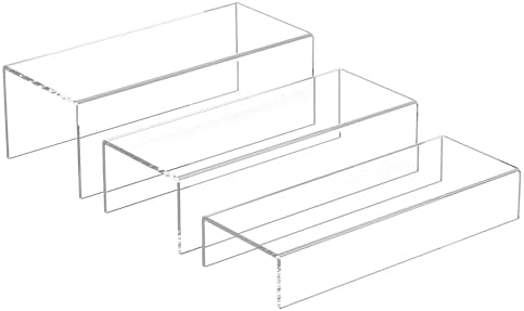 Clear Riser Display Shelf 3pcs, Desktop Rectangular Acrylic Display Shelves Storage Organizer, Acrylic Stands